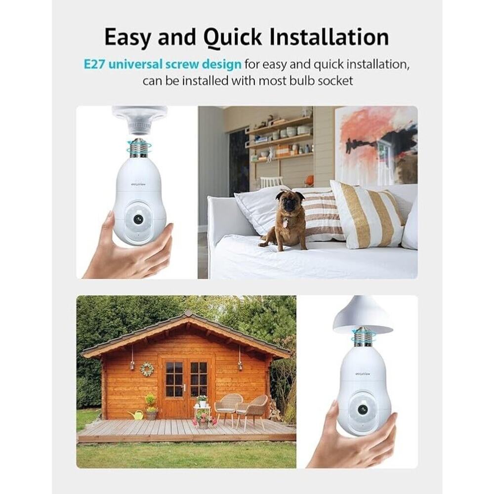 LAVIEW 4MP Light Bulb Security Camera 2-Pack WHITE - Picture 2 of 10